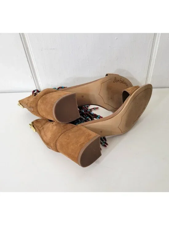 Sam Edelman Sibel Beaded Fringe Boho Heeled Sandal Women's Size 10 - Picture 4 of 8